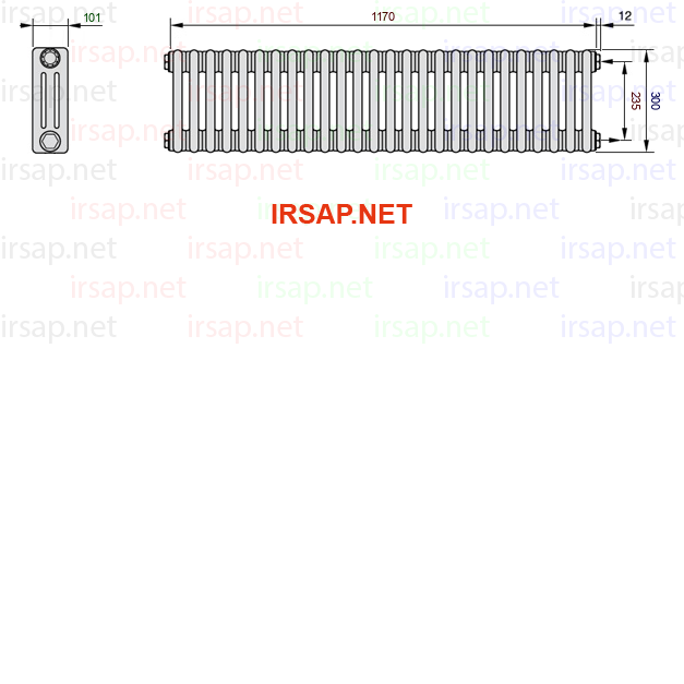 чертеж радиатора Irsap Tesi 30300-2630300-26-30-01
